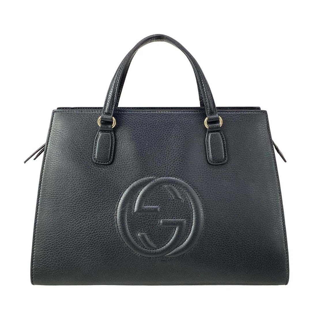 GUCCI SOHO BLACK LEATHER HANDBAG: GUCCI Soho Black Leather Handbag Brand: GUCCI Type: Handbag Material: Leather Color: Black Size: Height : 9.84 inch (25 cm) Width : 12.01 inch (30.5 cm) - 13.78 inch (35 cm) Depth : 5.91 inch (15