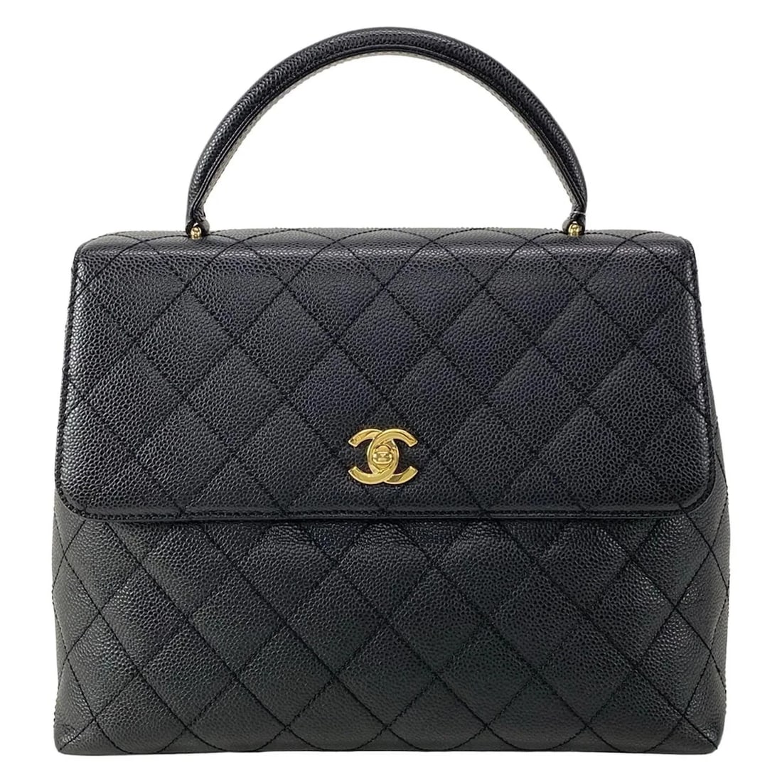 CHANEL TRAPEZOID BAG, MATRASSE, TOP HANDLE BLACK CALFSKIN HANDBAG: CHANEL Trapezoid bag, matrasse, top handle Black Calfskin Handbag Brand: CHANEL Type: Handbag Material: Calfskin Color: Black Size: Height : 9.06 inch (23 cm) Width : 10.63 inch (27 cm) - 11.61 in