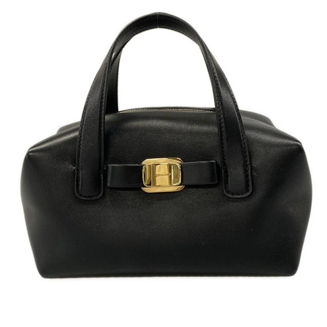 SALVATORE FERRAGAMO VALABOU BLACK LEATHER HANDBAG (1 of 7)