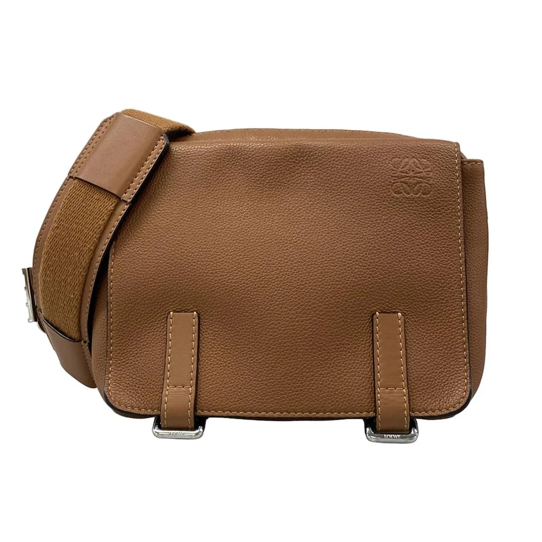 LOEWE MILITARY BAG XS BROWN LEATHER SHOULDER BAG: LOEWE Military Bag XS Brown Leather Shoulder Bag Brand: LOEWE Type: Shoulder Bag Material: Leather Color: Brown Size: Height : 7.09 inch (18 cm) Width : 9.45 inch (24 cm) Depth : 3.15 inch (8 cm)