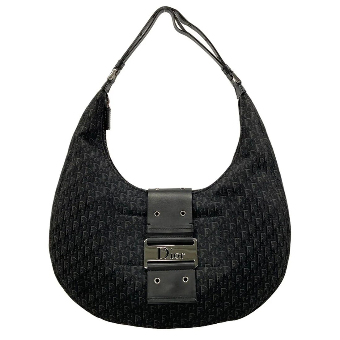 DIOR/CHRISTIANDIOR STREET CHIC/TROTTER BLACK GRAY LEATHER SHOULDER BAG: DIOR/ChristianDior Street Chic/Trotter Black Gray Leather Shoulder Bag Brand: DIOR/ChristianDior Type: Shoulder Bag Material: Jacquard, Leather Color: Black, Gray Size: Height : 7.48 inch (19 cm)