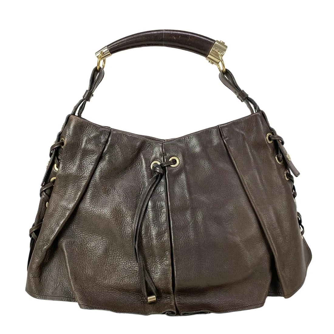 YVESSAINTLAURENT RIVEGAUCHE MOMBASA DARK BROWN LEATHER HANDBAG (1 of 8)