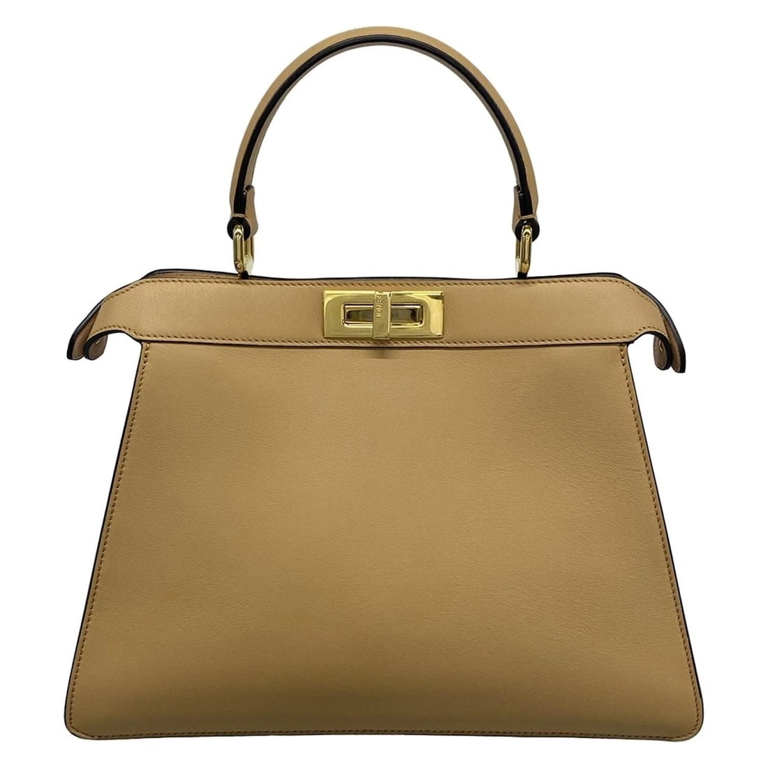 FENDI PEEKABOO MEDIUM BEIGE LEATHER - HANDBAG: FENDI Peekaboo Medium Beige Leather - Handbag Brand: FENDI Type: Handbag Material: Leather Color: Beige Size: Height : 9.65 inch (24.5 cm) Width : 10.04 inch - 13.19 inch Depth : 4.53 inch (11.5 c