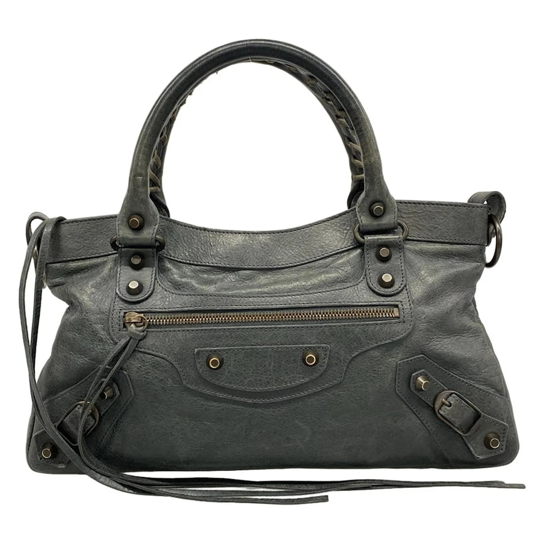 BALENCIAGA BLUE GRAY LEATHER - HANDBAG: BALENCIAGA Blue Gray Leather - Handbag Brand: BALENCIAGA Type: Handbag Material: Leather Color: Blue Gray Size: Height : 7.28 inch (18.5 cm) Width : 12.6 inch (32 cm) Depth : 2.17 inch (5.5 cm) Ha