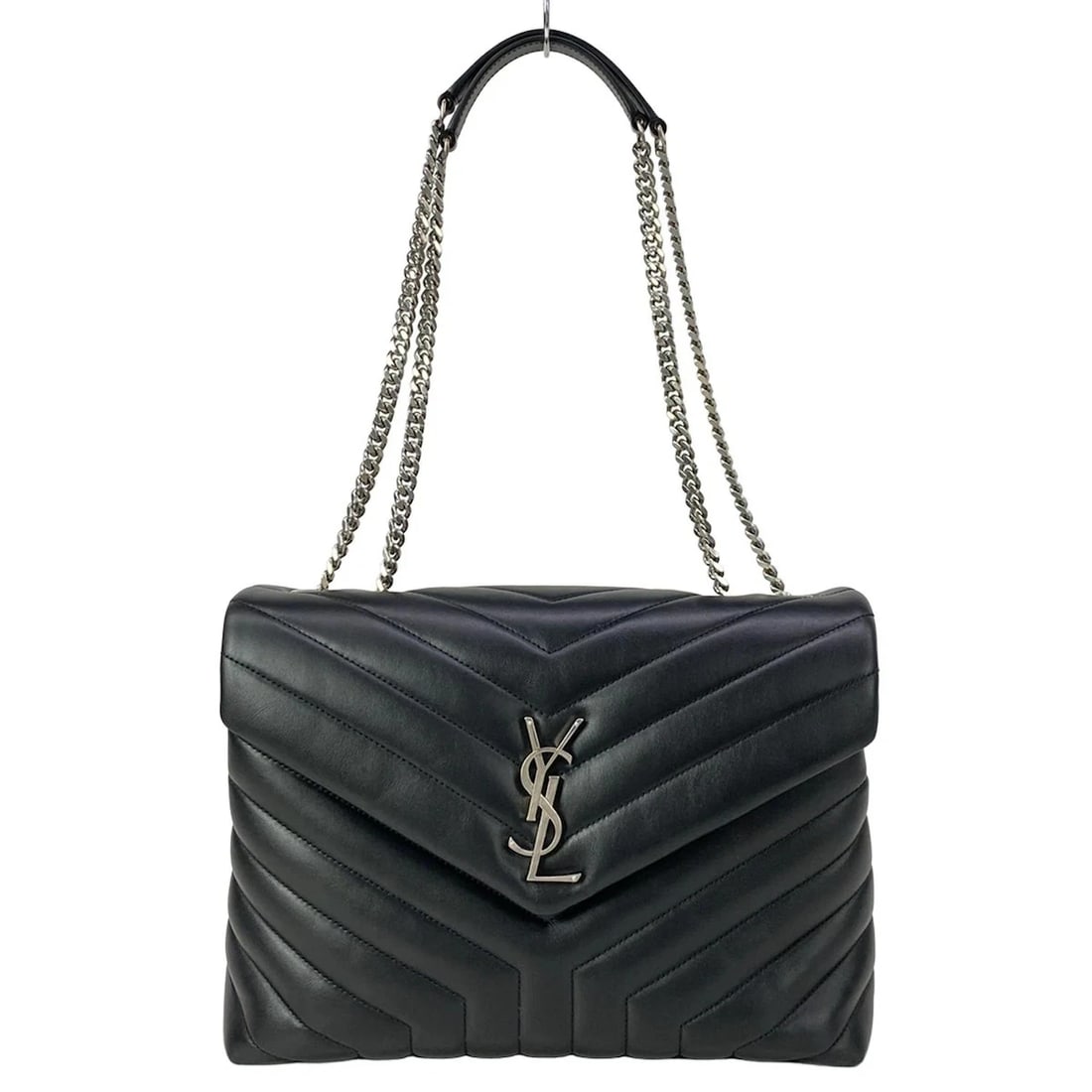 SAINT LAURENT PARIS MONOGRAM BLACK LEATHER SHOULDER BAG (1 of 7)