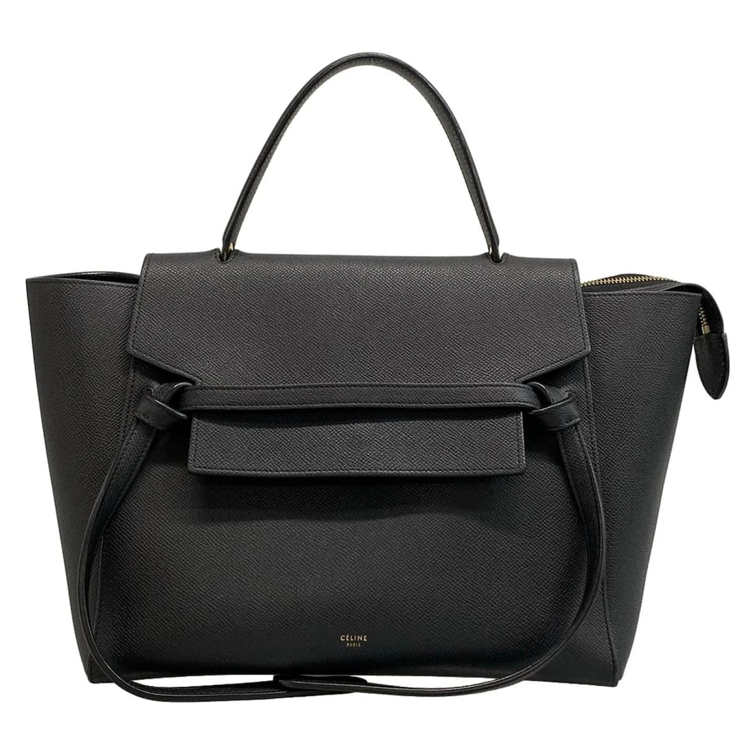 CELINE BELT BAG MINI BLACK GRAINED CALFSKIN WOMEN'S HANDBAG: CELINE Belt Bag Mini Black Grained Calfskin Women's Handbag Brand: CELINE Type: Handbag Material: Grained Calfskin Color: Black Size: Height : 9.06 inch (23 cm) Width : 11.02 inch (28 cm) - 15.35