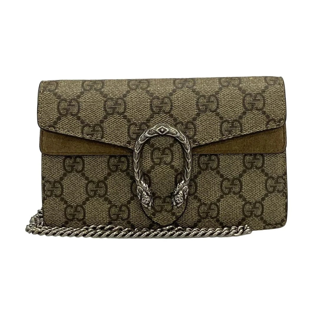 GUCCI DIONYSUS/GG PLUS/GG SUPREMEBEIGE DARK BROWN PVC SUEDE -: GUCCI Dionysus/GG Plus/GG SupremeBeige Dark Brown PVC Suede - Brand: GUCCI Type: Shoulder Bag Material: PVC, Suede Color: Beige, Dark Brown Size: Height : 3.94 inch (10 cm) Width : 6.3 inch (16 cm