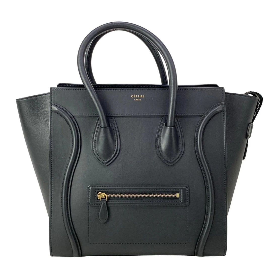 CELINE LUGGAGE MINI SHOPPER BLACK LEATHER HANDBAG: CELINE Luggage Mini Shopper Black Leather Handbag Brand: CELINE Type: Handbag Material: Leather Color: Black Size: Height : 11.81 inch" (30 cm) Width : 12.01 inch (30.5 cm) - 17.91 inch (45.5 cm)