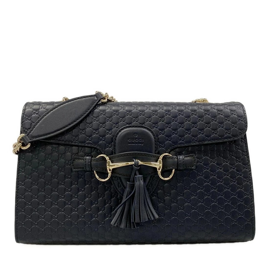 GUCCI EMILY, MICRO GUCCISSIMA DARK NAVY LEATHER SHOULDER BAG: GUCCI Emily, Micro Guccissima Dark Navy Leather Shoulder Bag Brand: GUCCI Type: Shoulder Bag Material: Leather Color: Dark Navy Size: Height : 7.67 inch(19.5 cm) Width : 11.81 inch (30 cm) Depth :
