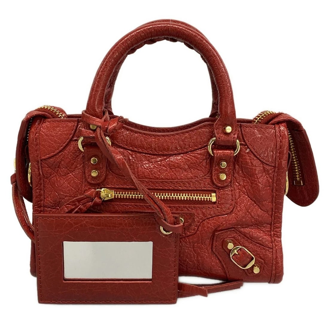 BALENCIAGA CLASSIC NANOCITY RED LEATHER HANDBAG (1 of 7)