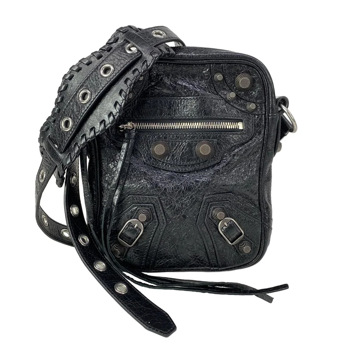 BALENCIAGA LE CAGOULE CROSSBODY BAG BLACK LEATHER SHOULDER BAG (1 of 7)