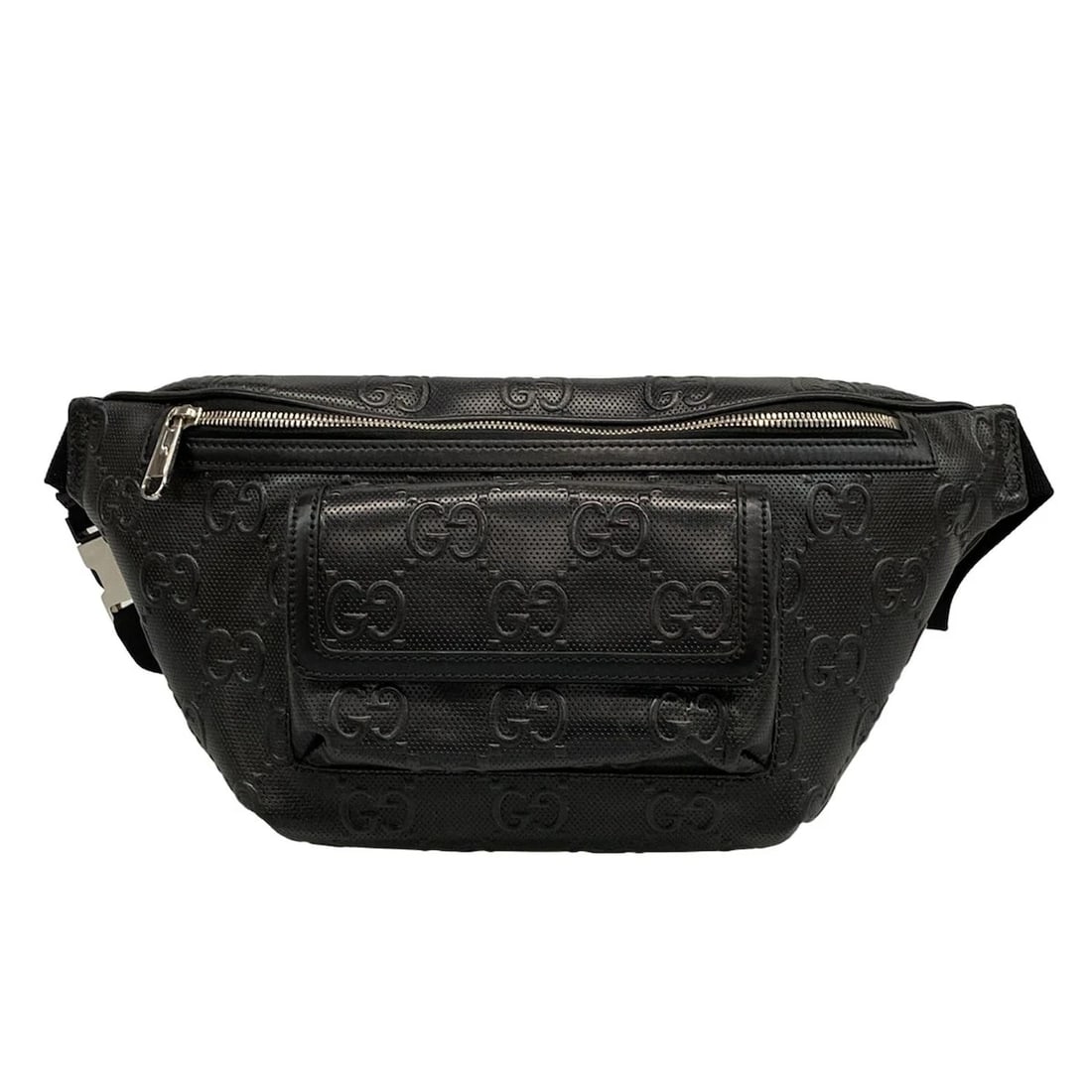 GUCCI GG EMBOSS BELT BAG BLACK LEATHER BUM BAG: GUCCI GG Emboss Belt Bag Black Leather Bum Bag Brand: GUCCI Type: Bum Bag Material: Leather Color: Black Size: Height : 8.27 inch (21 cm) Width : 9.06 inch (23 cm) - 15.75 inch (40 cm) Depth : 1.9