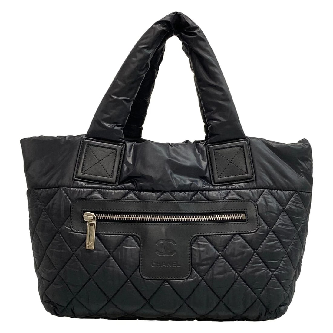 CHANEL COCO COCOON BLACK NYLON TOTE BAG: CHANEL Coco Cocoon Black Nylon Tote Bag Brand: CHANEL Type: Tote Bag Material: Nylon Color: Black Size: Height : 9.06 inch (23 cm) Width : 11.22 inch (28.5 cm) - 15.75 inch (40 cm) Depth : 5.51 in