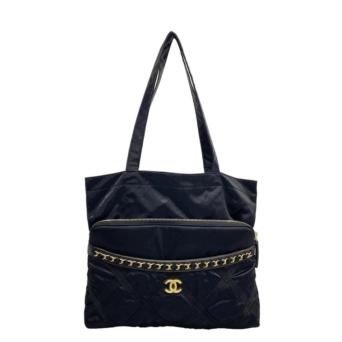 CHANEL MATELASSE BLACK SATIN LEATHER TOTE BAG GOLD HARDWARE: CHANEL Matelasse Black Satin Leather Tote Bag gold hardware Brand: CHANEL Type: Tote Bag Material: Satin, Leather Color: Black Size: Height : 10.43 inch (26.5 cm) Width : 11.02 inch (28 cm) Depth