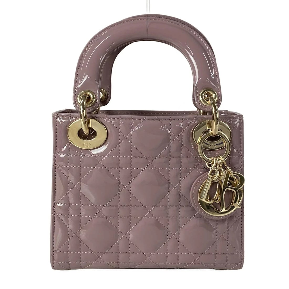 DIOR/CHRISTIANDIOR LADY DIOR MINI BAG - LIGHT PURPLE PATENT LEATHER HANDBAG (1 of 7)