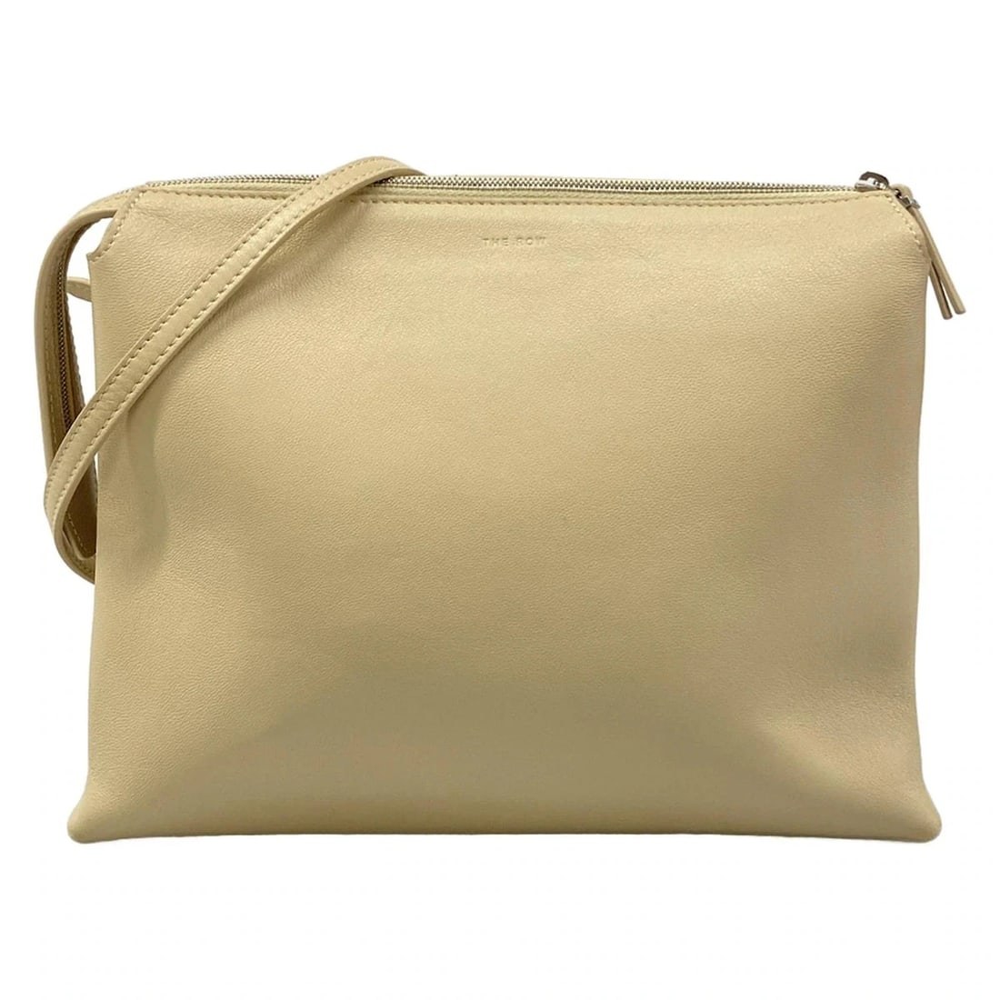THE ROW NEW TWIN - GRAY BEIGE LEATHER SHOULDER BAG: THE ROW New Twin - Gray Beige Leather Shoulder Bag Brand: THE ROW Type: Shoulder Bag Material: Leather Color: Gray Beige Size: Height : 8.66 inch (22 cm) Width : 11.02 inch (28 cm) Depth : 1.57 in