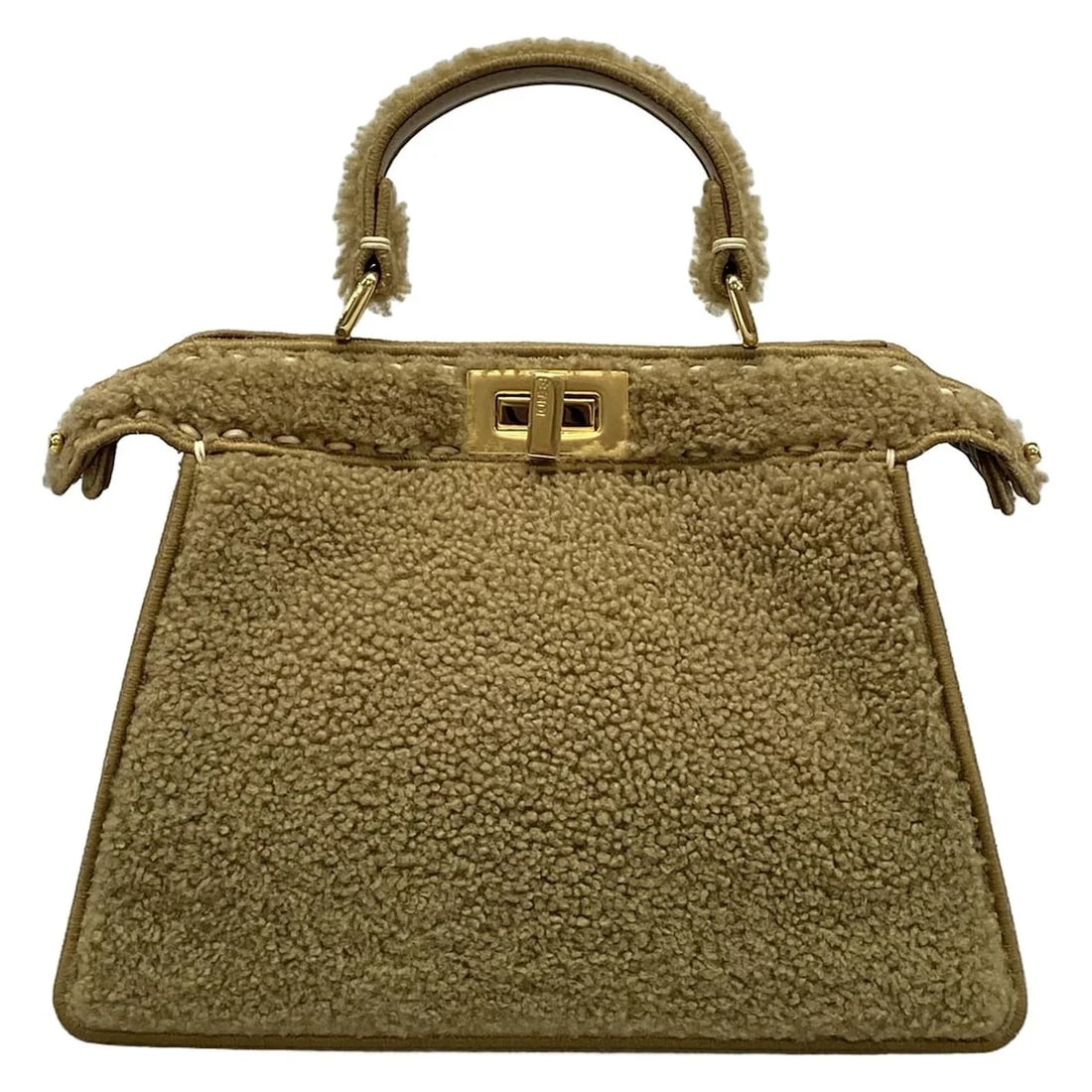 FENDI PEEKABOO SMALL/CELERIA BEIGE MOUTON/LEATHER WOMEN'S HANDBAG: FENDI Peekaboo Small/Celeria Beige Mouton/Leather Women's Handbag Brand: FENDI Type: Handbag Material: Mouton/Leather Color: Beige Size: Height : 8.07 inch (20.5 cm) Width : 8.07 inch (20.5 cm) -