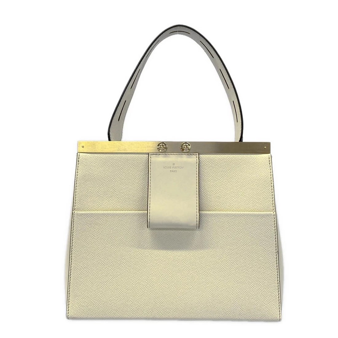 LOUIS VUITTON CITY CREAM TAIGA HANDBAG TAIGA LEATHER: LOUIS VUITTON City Cream Taiga Handbag Taiga Leather Brand: LOUIS VUITTON Type: Handbag Material: Taiga Leather Color: Cream Size: Height : 8.86 inch (22.5 cm) Width : 10.63 inch (27 cm) Depth : 5