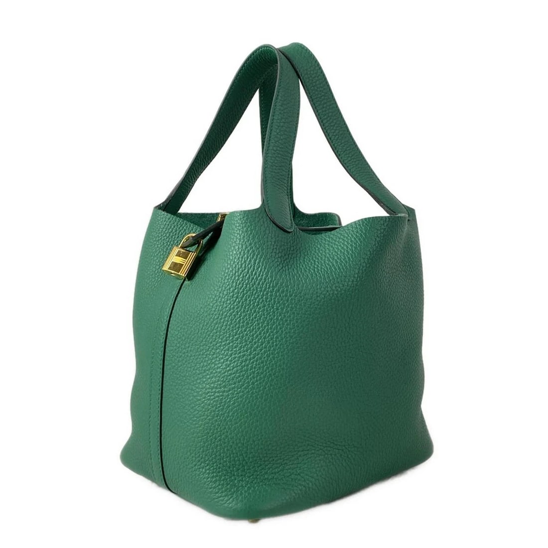 HERMES PICOTIN LOCK MM - VERT VERTIGO TAURILLON CLEMENCE W HANDBAG: HERMES Picotin Lock MM - Vert Vertigo Taurillon Clemence W Handbag Brand: HERMES Type: Handbag Material: Taurillon Clemence Color: Vert Vertigo Size: Height : 8.66 inch (22 cm) Width : 9.06 inch (