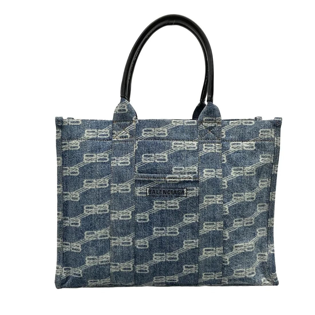 BALENCIAGA HARDWARE TOTE BAG NAVY CREAM DENIM LEATHER TOTE BAG: BALENCIAGA Hardware Tote Bag Navy Cream Denim Leather Tote Bag Brand: BALENCIAGA Type: Tote Bag Material: Denim, Leather Color: Navy, Cream Size: Height : 10.43 inch (26.5 cm) Width : 13.78 inch (