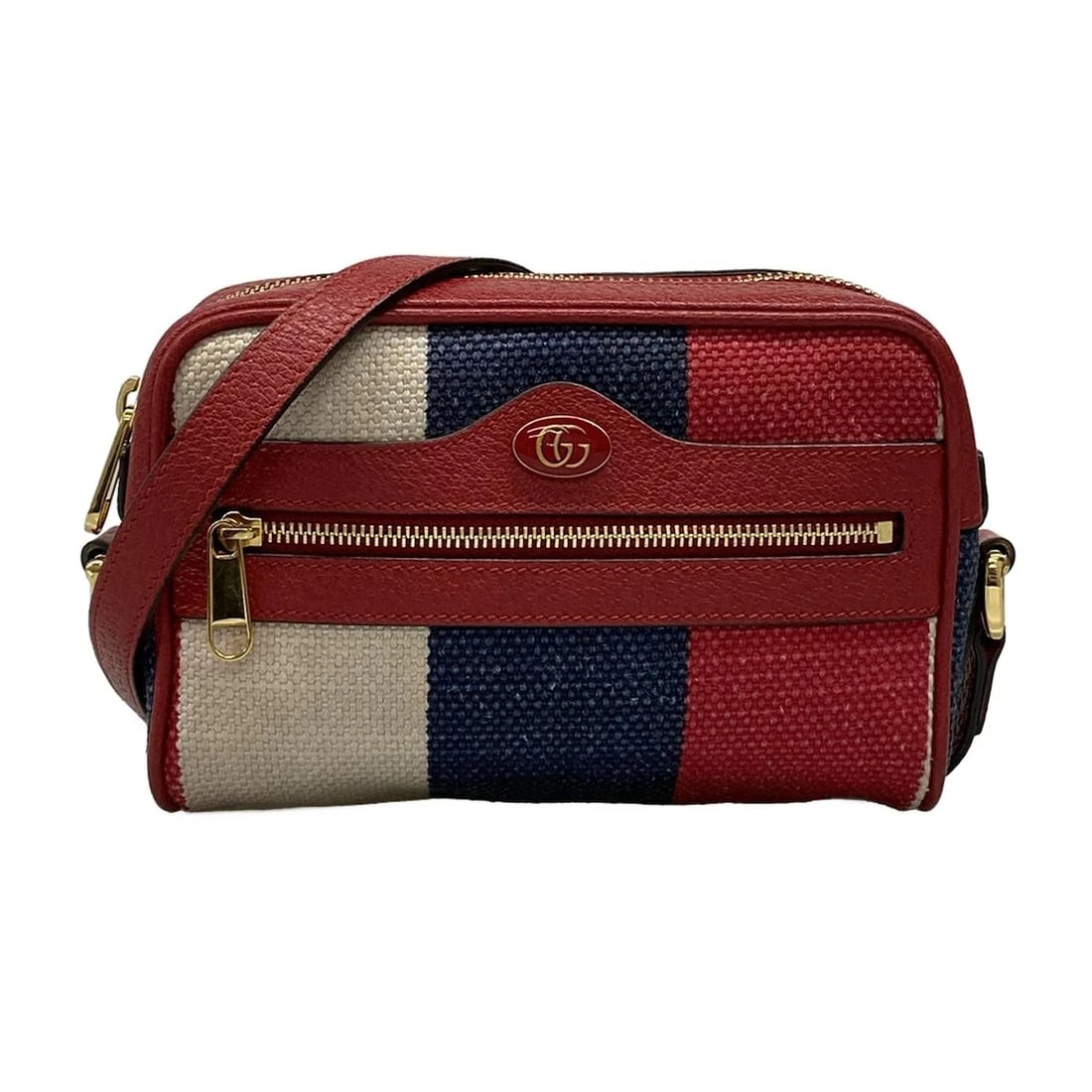 GUCCI OPHIDIA MINI BAG RED NAVY CREAM CANVAS LEATHER SHOULDER BAG: GUCCI Ophidia Mini Bag Red Navy Cream Canvas Leather Shoulder Bag Brand: GUCCI Type: Shoulder Bag Material: Canvas, Leather Color: Red, Navy, Cream Size: Height : 5.31 inch (13.5 cm) Width : 7.48