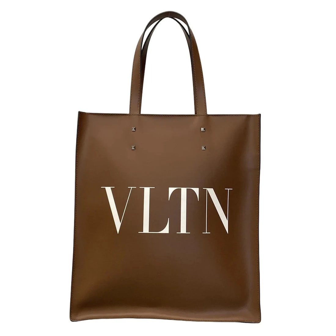 VALENTINOGARAVANI VLTN LEATHER SHOPPING BAG BROWN CALF SKIN HANDBAG (1 of 7)