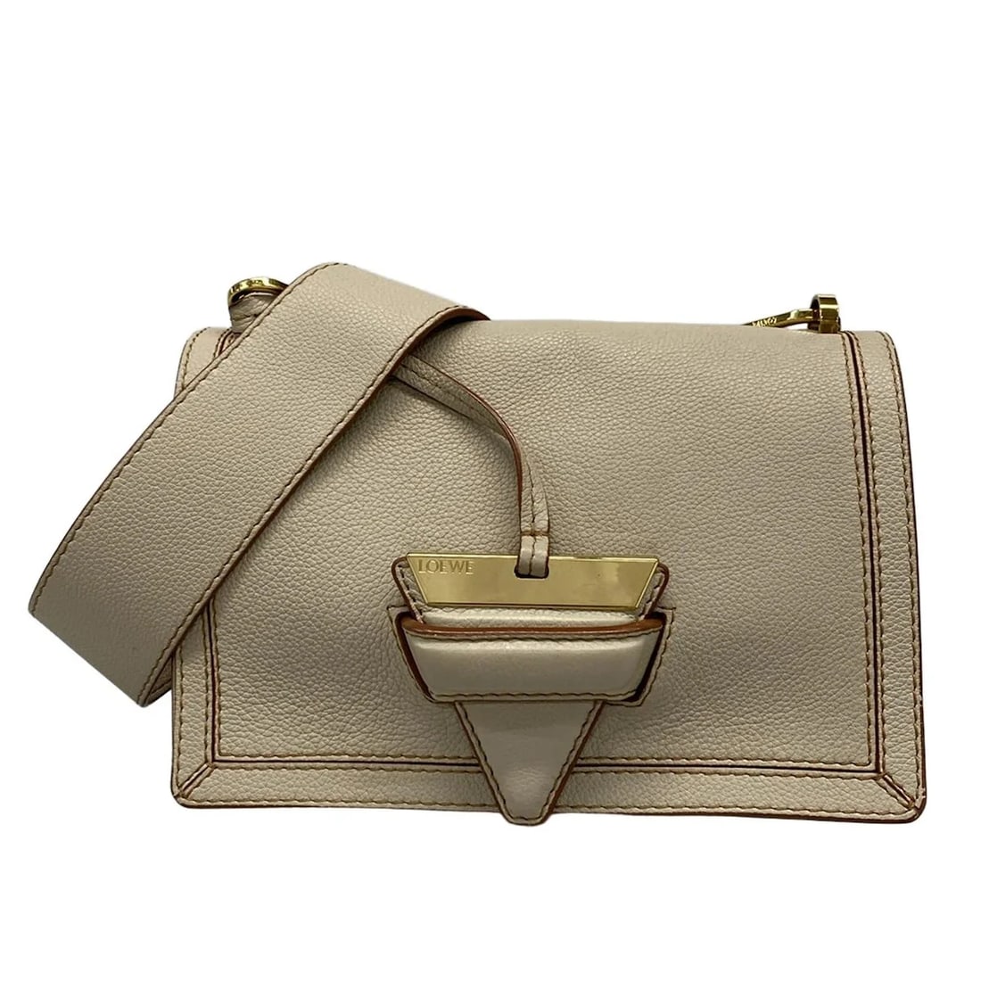 LOEWE BARCELONA - GRAY BEIGE LEATHER SHOULDER BAG: LOEWE Barcelona - Gray Beige Leather Shoulder Bag Brand: LOEWE Type: Shoulder Bag Material: Leather Color: Gray Beige Size: Height : 6.3 inch (16 cm) Width : 9.45 inch (24 cm) Depth : 3.15 inch (8