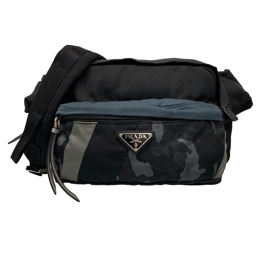 PRADA - BLACK NAVY GRAY NYLON LEATHER MEN'S SHOULDER BAG: PRADA - Black Navy Gray Nylon Leather Men's Shoulder Bag Brand: PRADA Type: Shoulder Bag Material: Nylon, Leather Color: Black, Navy, Gray Size: Height : 7.87 inch (20 cm) Width : 9.84 inch (25 cm