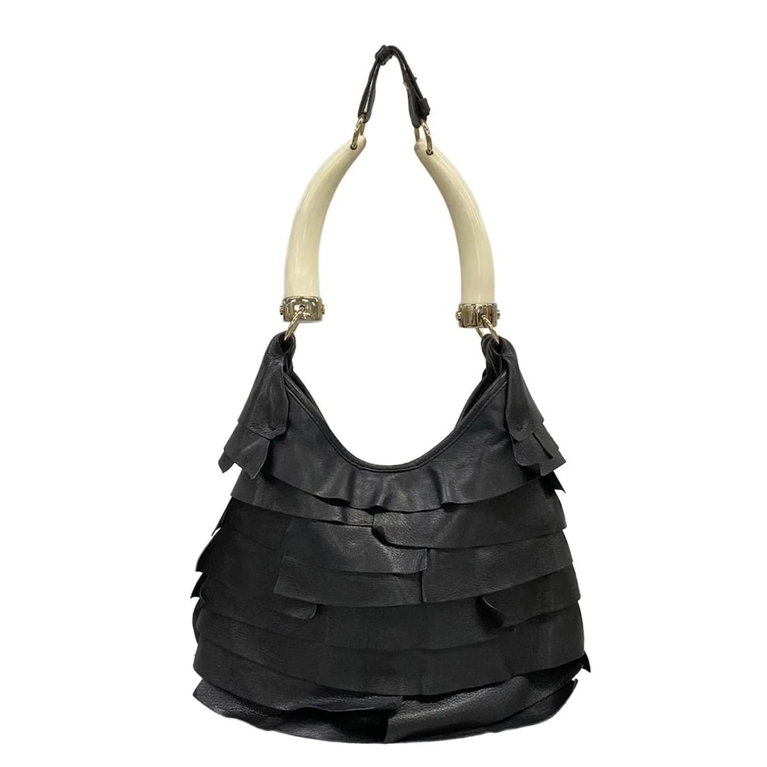 YVESSAINTLAURENT RIVEGAUCHE (YSL) ST-TROPEZ BLACK WHITE LEATHER: YvesSaintLaurent rivegauche (YSL) St-Tropez Black White Leather Brand: YvesSaintLaurent rivegauche (YSL) Type: Shoulder Bag Material: Leather Color: Black, White Size: Height : 8.66 inch (22 cm) W