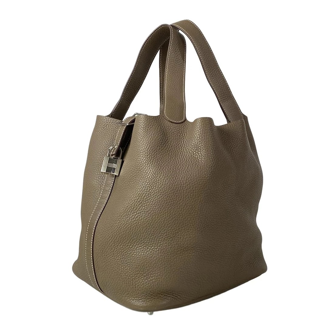 HERMES PICOTIN LOCK GM - ETOUPE TAURILLON CLEMENCE C HANDBAG: HERMES Picotin Lock GM - Etoupe Taurillon Clemence C Handbag Brand: HERMES Type: Handbag Material: Taurillon Clemence Color: Etoupe Size: Height : 10.24 inch (26 cm) Width : 10.83 inch (27.5 cm) D