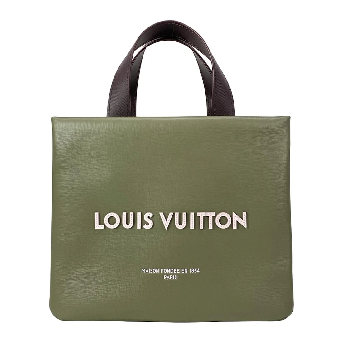 LOUIS VUITTON SHOPPER TOTE MINI KHAKI GREEN TOTE BAG: LOUIS VUITTON Shopper Tote MINI Khaki Green Tote Bag Brand: LOUIS VUITTON Type: Tote Bag Material: Cowhide leather (Leather type: cowhide) Color: Khaki Green Size: Height : 8.27 inch (21 cm) Width