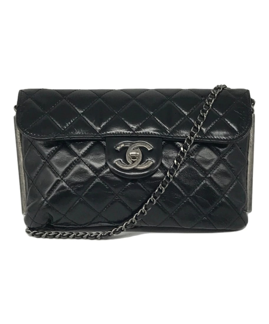 CHANEL MATELASSÉ CHAIN SHOULDER BAG: CHANEL Matelassé Chain Shoulder Bag Brand: CHANEL Type: Handbag Material: none Color: Black Size: H:14cm / W:23cm / D:2cm Accessories: None Accessories Notice: When purchasing pre-owned go