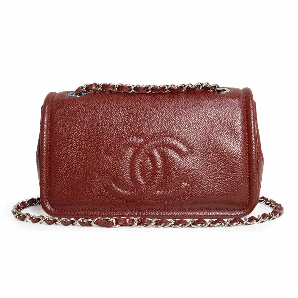 CHANEL COCO MARK MATELASSÉ SHOULDER BAG BORDEAUX: CHANEL Coco Mark Matelassé Shoulder Bag Bordeaux Brand: CHANEL Type: Handbag Material: Caviar Skin Color: Bordeaux Size: W: 25cm x H: 15cm x D: 8cm Accessories: None Accessories Notice: Wh