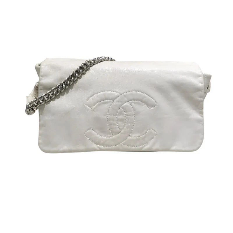 CHANEL COCO MARK CHAIN SHOULDER BAG IVORY SHW LAMBSKIN SHOULDER BAG: CHANEL Coco Mark Chain Shoulder Bag Ivory SHW Lambskin Shoulder Bag Brand: CHANEL Type: Handbag Material: Rum Color: Ivory/SV Hardware Size: W: 30cm / H: 20cm / D: 7cm Accessories: None Ac