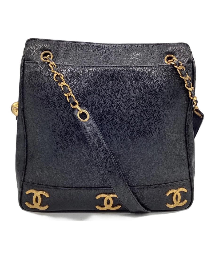 CHANEL TRIPLE COCO MARK TOTE BAG: CHANEL Triple Coco Mark Tote Bag Brand: CHANEL Type: Handbag Material: Cowhide (Calfskin) Color: Black Size: H:31cm / W:38cm / D:14cm [ Handle size ] 40cm Accessories: None Accessories