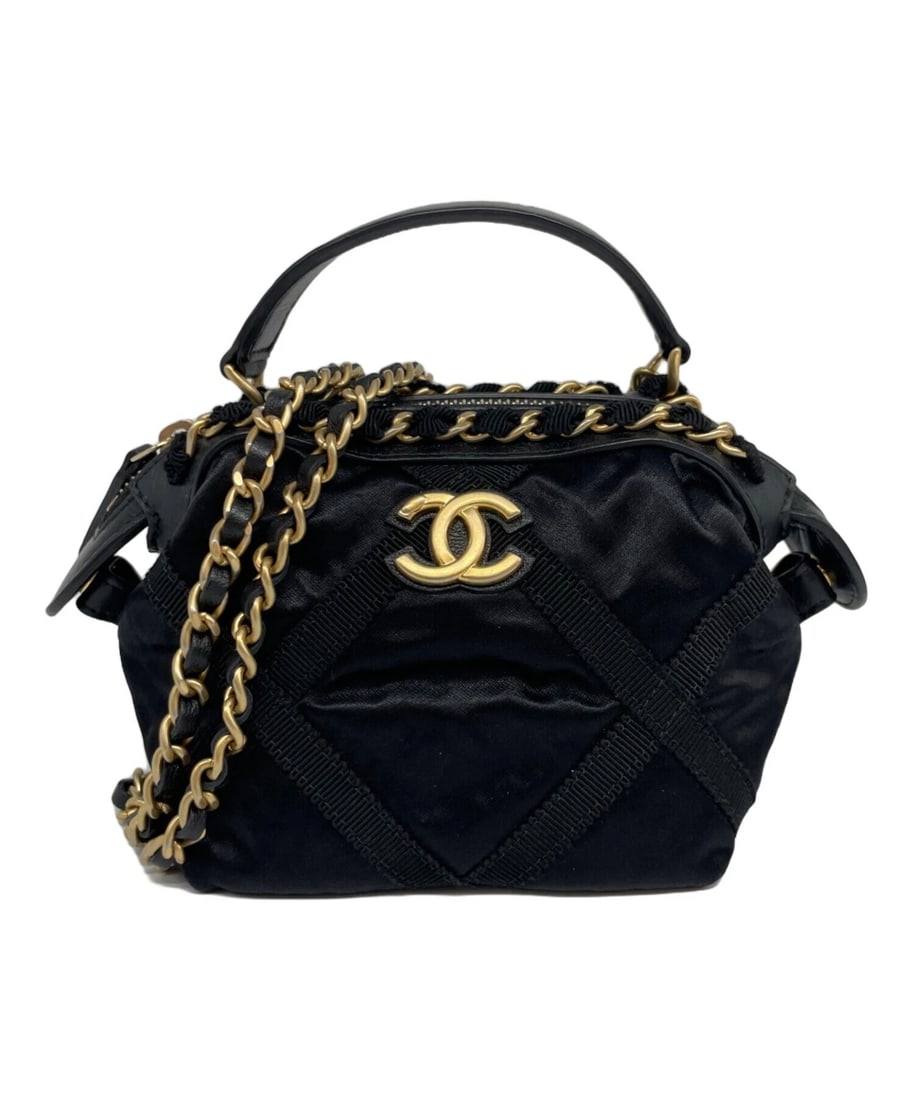 CHANEL COCO MARK CHAIN SHOULDER BAG: CHANEL Coco Mark Chain Shoulder Bag Brand: CHANEL Type: Handbag Material: Nylon/Leather Color: Black Size: H:10.0cm / W:10.5cm / D:8.0cm Accessories: None Accessories Notice: When purchasi