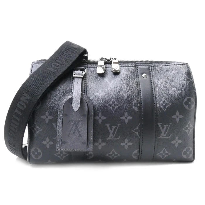LOUIS VUITTON CITY KEEPALL SHOULDER BAG MONOGRAM ECLIPSE: LOUIS VUITTON City Keepall Shoulder Bag Monogram Eclipse Brand: LOUIS VUITTON Type: Handbag Material: Monogram Eclipse Color: Silver Size: W27cm x H17cm x D13cm Shoulder strap: 92~132cm Accessori