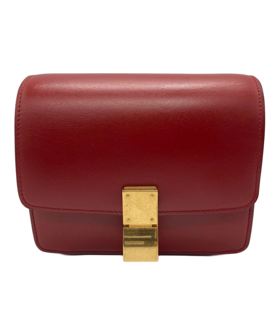 CELINE CLASSIC BOX SMALL SHOULDER BAG: CELINE Classic Box Small Shoulder Bag Brand: CELINE Type: Handbag Material: none Color: Red Size: H:14cm / W:17cm / D:6.5cm Accessories: None Accessories Notice: When purchasing pre-owned