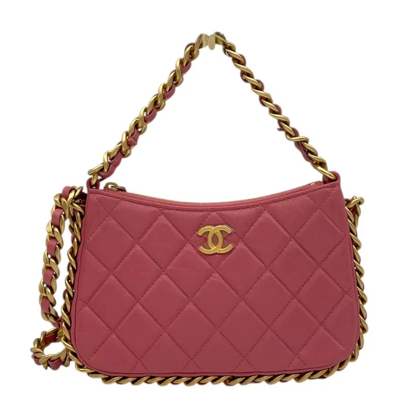 CHANEL MATELASSE SHOULDER PINK GHW LAMBSKIN SHOULDER BAG: CHANEL Matelasse Shoulder Pink GHW Lambskin Shoulder Bag Brand: CHANEL Type: Handbag Material: Rum Color: Pink GD Hardware Size: W: 28cm / H: 12cm / D: 1cm Accessories: None Accessories No