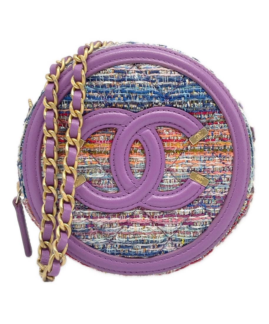CHANEL CC FILIGREE CHAIN SHOULDER BAG: CHANEL CC Filigree Chain Shoulder Bag Brand: CHANEL Type: Handbag Material: Tweed X Leather Color: Multicolor Size: H:12.0cm / W:12.0cm / D:6.5cm Accessories: None Accessories Notice: When