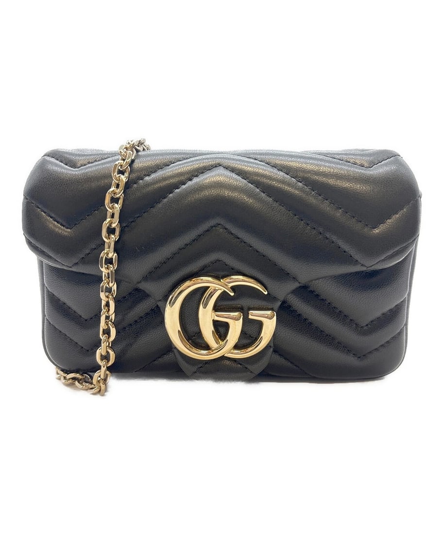GUCCI GG MARMONT CHAIN SHOULDER BAG: GUCCI GG Marmont Chain Shoulder Bag Brand: GUCCI Type: Handbag Material: none Color: Black Size: H:10.0cm / W:16.0cm / D:4.5cm Accessories: None Accessories Notice: When purchasing pre-own
