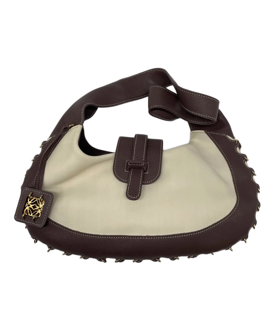 LOEWE ONE SHOULDER BAG: LOEWE One Shoulder Bag Brand: LOEWE Type: Handbag Material: none Color: Beige X Brown Size: H:17cm / W:31cm / D:4cm Accessories: None Accessories Notice: When purchasing pre-owned goods, p