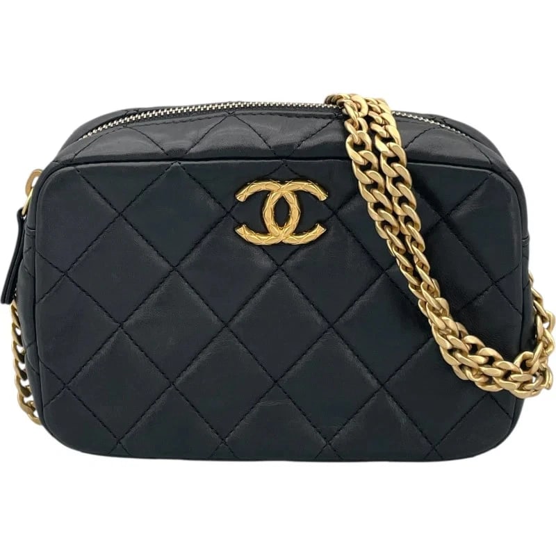 CHANEL CAMERA BAG BLACK GHW LAMBSKIN SHOULDER BAG: CHANEL Camera Bag Black GHW Lambskin Shoulder Bag Brand: CHANEL Type: Handbag Material: Rum Color: Black GD Hardware Size: W: 18cm / H: 12cm / D: 6cm / Shoulder: 80~150cm Accessories: None