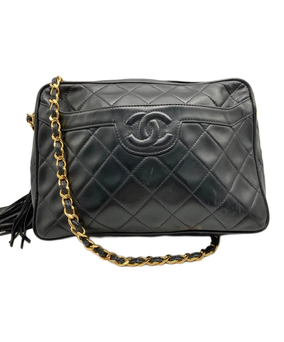 CHANEL MATELASSÉ CHAIN SHOULDER BAG: CHANEL Matelassé Chain Shoulder Bag Brand: CHANEL Type: Handbag Material: none Color: Black Size: H:17cm / W:22cm / D:6cm Accessories: None Accessories Notice: When purchasing pre-owned go
