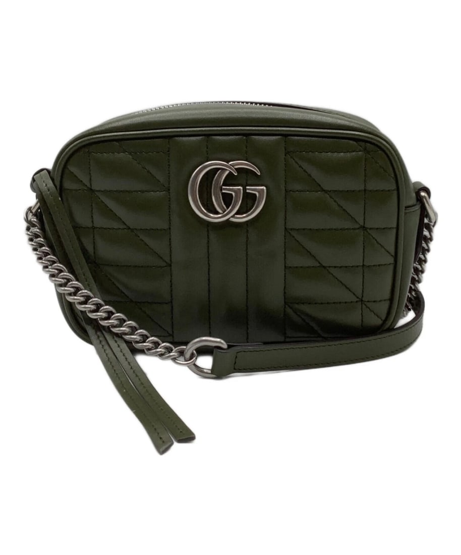 GUCCI GG MARMONT SHOULDER BAG: GUCCI GG Marmont Shoulder Bag Brand: GUCCI Type: Handbag Material: none Color: Green Size: H:11cm / W:17.5cm / D:5cm Accessories: None Accessories Notice: When purchasing pre-owned goods,