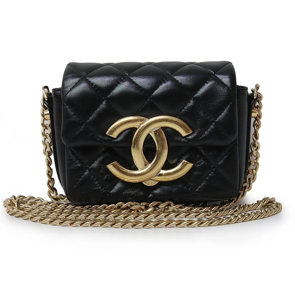 CHANEL BIG COCO MARK MATELASSÉ MINI SHOULDER BAG BLACK: CHANEL Big Coco Mark Matelassé Mini Shoulder Bag Black Brand: CHANEL Type: Handbag Material: Lambskin (Sheepskin) Color: Black Size: W:13cm x H:10cm x D:4cm Shoulder strap: 120cm Accessories: No