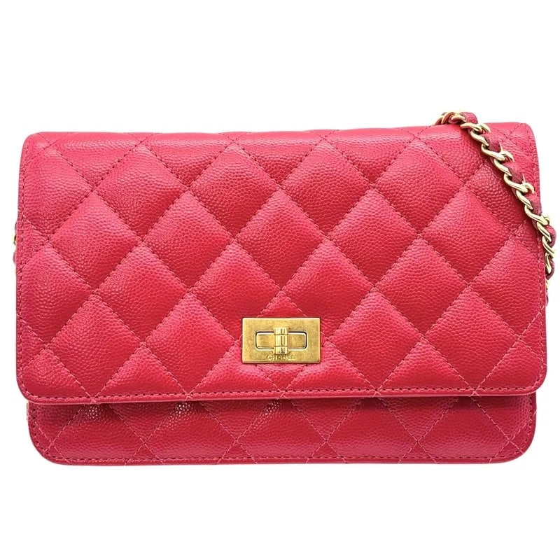 CHANEL CHAIN WALLET HOT PINK GHW CAVIAR LEATHER SHOULDER BAG: CHANEL Chain Wallet Hot Pink GHW Caviar Leather Shoulder Bag Brand: CHANEL Type: Handbag Material: Caviar Skin Color: Hot Pink / GD Hardware Size: W: 19cm / H: 12.5cm / D: 3.5cm / Shoulder: