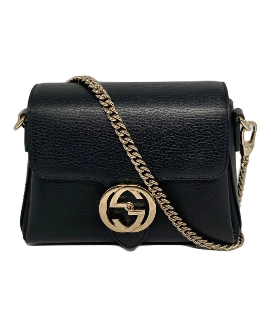 GUCCI INTERLOCKING G CHAIN SHOULDER BAG: GUCCI Interlocking G Chain Shoulder Bag Brand: GUCCI Type: Handbag Material: none Color: Black Size: H:17cm / W:20cm / D:7.2cm Accessories: None Accessories Notice: When purchasing pre-own