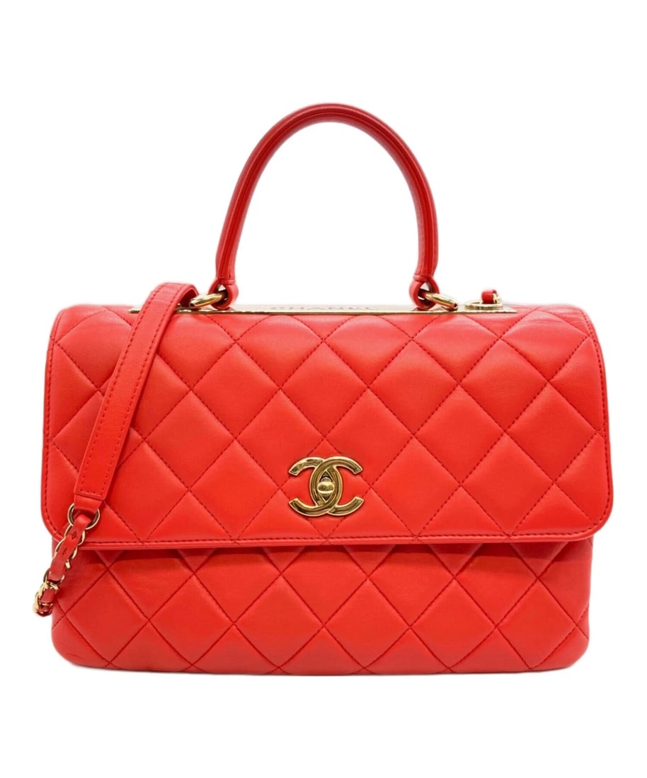 CHANEL TOP HANDLE BAG / COCO MARK HARDWARE / SHOULDER BAG: CHANEL Top Handle Bag / Coco Mark Hardware / Shoulder Bag Brand: CHANEL Type: Handbag Material: Lambskin Color: Orange Size: H:19cm / W:28.5cm / D:7.5cm [ Handle size ] 11cm Accessories: None