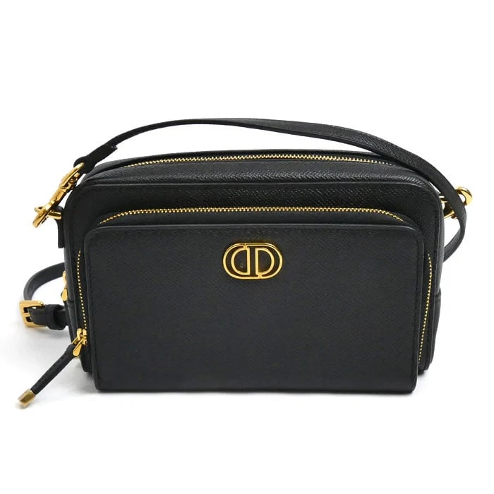 CHRISTIAN DIOR CARO DOUBLE POUCH SHOULDER BAG: Christian Dior Caro Double Pouch Shoulder Bag Brand: CHRISTIAN DIOR Type: Handbag Material: Calfskin Color: Black Size: W20cm x H11cm x D5cm Accessories: None Accessories Notice: When
